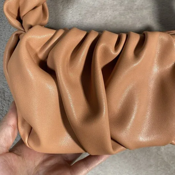 Mango Twisted Strap Baguette Bag Small Underarm Shoulder Bag Zipper Closure - Picture 6 of 14